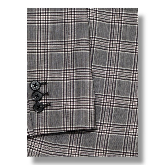 NWT Banana Republic Long & Lean-Fit Plaid Blazer Size 14 Gray Wool Blend - Picture 4 of 5